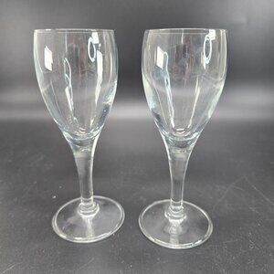 2 Clear Aperitif Glasses 5" Vintage Barware Drinking Dessert Wine DH1302